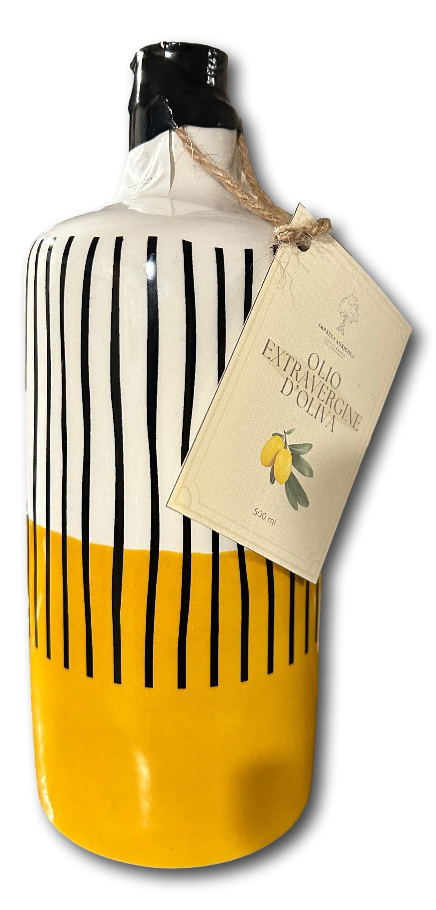 Olio Extravergine di Oliva - Bottiglia in ceramica dipinta a mano con tappo dosatore - 500 ml