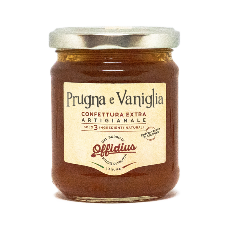 Confettura extra artigianale di prugne e vaniglia bourbon 220 g.
